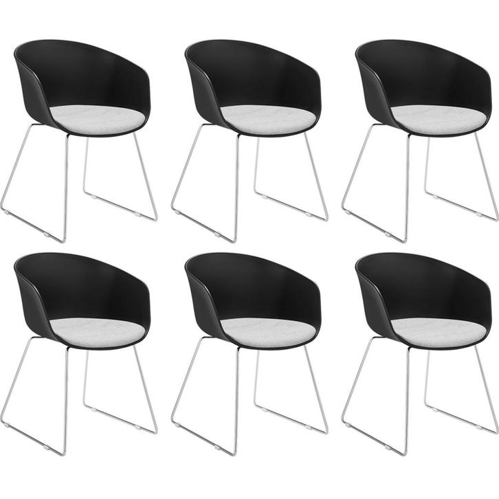 tectake Kunststof eetkamerstoel Logart, gestoffeerd - Set va, Huis en Inrichting, Stoelen, Verzenden