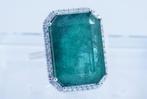 Zonder Minimumprijs - Ring Platina - 21.71ct. tw. Smaragd -, Handtassen en Accessoires, Ringen, Nieuw