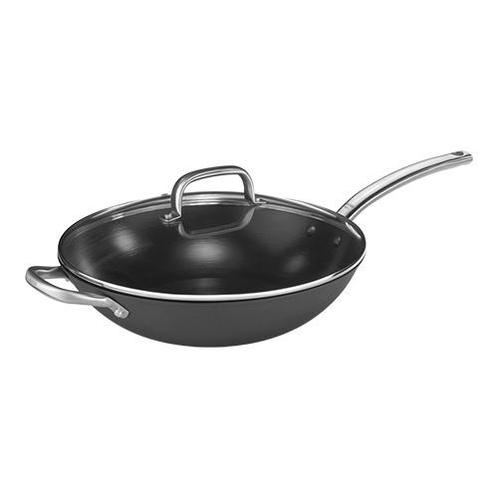 Wok | RVS | Zwart | 4.4L | Met Deksel | Ø320x80(h)mm, Zakelijke goederen, Horeca | Keukenapparatuur, Nieuw in verpakking, Verzenden