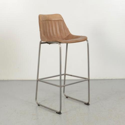 Barkruk Rustic & Bear - Bruin leder, Huis en Inrichting, Stoelen, Gebruikt, Ophalen of Verzenden