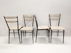 Stoel - Vier stoelen met gelakte metalen structuur, zitting, Antiek en Kunst