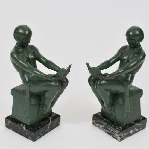 Max Le Verrier - Boekensteunen (2) - Lezende vrouwen -, Antiek en Kunst, Antiek | Meubels | Stoelen en Sofa's