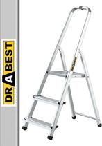 2dekans | Drabest Aluminium Huishoudladder met 3 Treden,, Ophalen of Verzenden, Nieuw