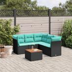 vidaXL 6-delige Loungeset met kussens poly rattan zwart, Verzenden, Loungeset