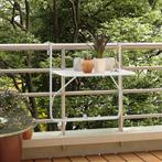 vidaXL Balkontafel 60x40 cm staal wit, Tuin en Terras, Tuintafels, Verzenden, Nieuw