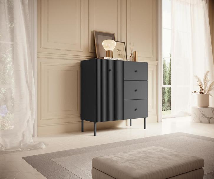Meubella Dressoir Vermont antraciet 90 cm, Huis en Inrichting, Kasten | Dressoirs, 25 tot 50 cm, Nieuw, 50 tot 100 cm, Verzenden