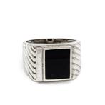 Zilver, 925 Sterling Zilver & Zwarte Onyx - Ring - Art Deco