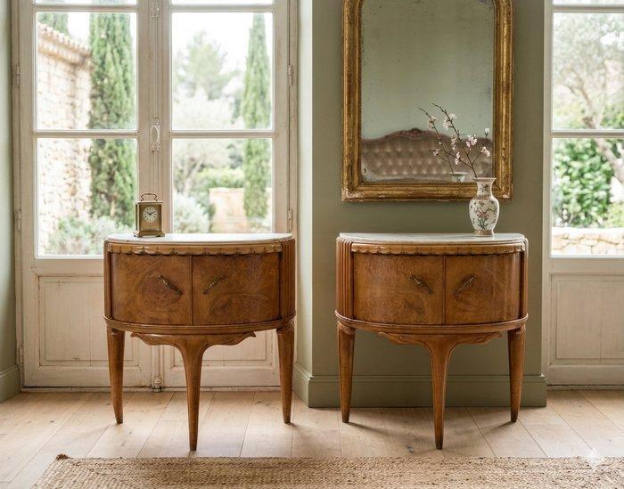 Nachtkastje (2) - Hout, Marmer - Comodini Art Deco, Antiquités & Art, Art | Objets design