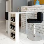 vidaXL Table de bar MDF avec casier à bouteilles Blanc haut