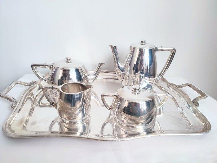 Wiskemann - Koffie- en theeservies (5) - Verzilverd, Metaal, Antiek en Kunst, Antiek | Meubels | Tafels