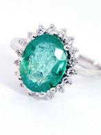 Ring Platina Smaragd - Diamant, Handtassen en Accessoires, Ringen, Nieuw