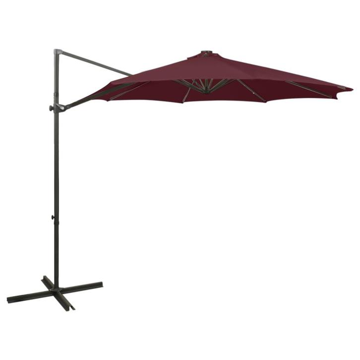 vidaXL Zweefparasol met paal en LED-verlichting 300 cm, Tuin en Terras, Parasols, Nieuw, Verzenden
