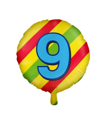 Helium Ballon 9 Jaar Gekleurd Eeg 46cm, Verzenden
