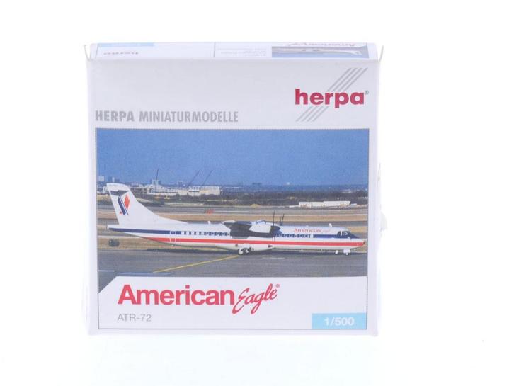 Schaal 1:500 Herpa 513203 American Eagle ATR-72 Reg. N270..., Hobby en Vrije tijd, Modelbouw | Vliegtuigen en Helikopters, Zo goed als nieuw