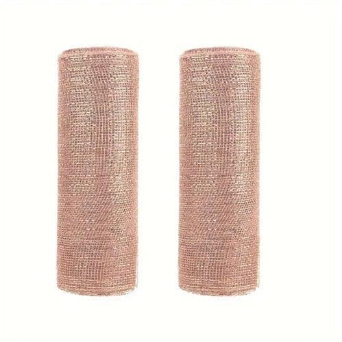 Decomesh metallic roségoud 26 cm rol 9 meter voor kransen en, Huis en Inrichting, Woonaccessoires | Kunstplanten en Kunstbloemen
