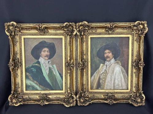 A. d’Ambrossi (XIX-XX) - Paire de portraits masculins, Antiek en Kunst, Kunst | Schilderijen | Klassiek