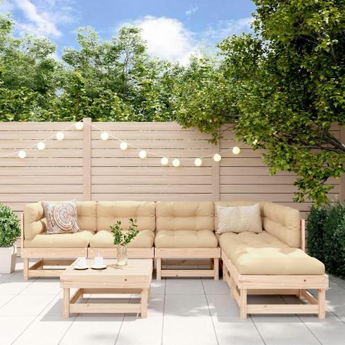 vidaXL 7-delige Loungeset met kussens massief teak, Tuin en Terras, Tuinsets en Loungesets, Loungeset, Nieuw, Verzenden