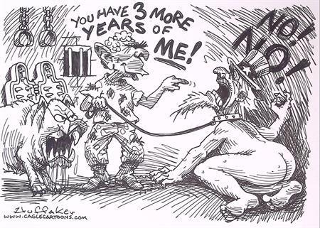 Pentekening Amerika - Nog drie jaar (lijst optie), Antiek en Kunst, Kunst | Tekeningen en Fotografie, Verzenden