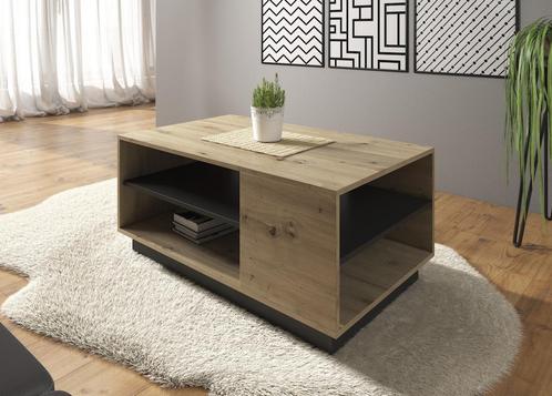 Salontafel Ashley - Eiken - Grijs - 100 cm, Huis en Inrichting, Tafels | Salontafels, Nieuw, 50 tot 100 cm, Minder dan 50 cm, Verzenden