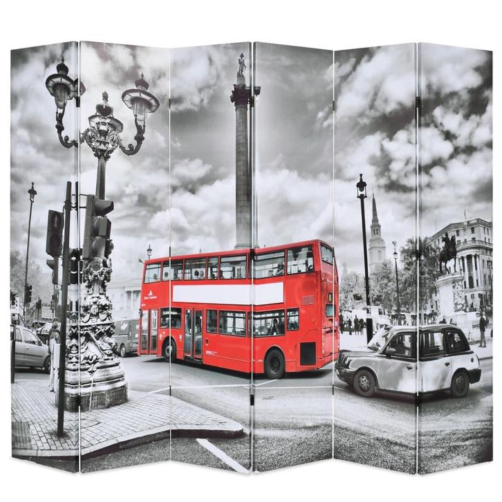 vidaXL Kamerscherm inklapbaar Londen bus 228x170 cm zwart en, Huis en Inrichting, Woonaccessoires | Overige, Nieuw, Verzenden