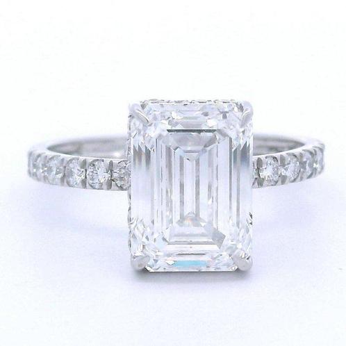 Zonder Minimumprijs - Ring Platina -  4.09ct. tw. Diamant, Handtassen en Accessoires, Ringen