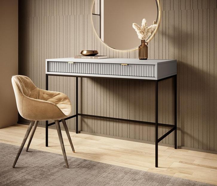 Kaptafel grijs goud Make-up tafel 104x50x77 cm, Handtassen en Accessoires, Uiterlijk | Cosmetica en Make-up, Nieuw, Verzenden