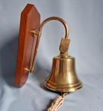 Scheepsbel - Messing, Hout - Met beugel en allemansend