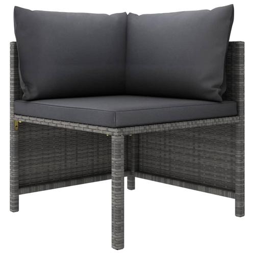 vidaXL Hoekbank sectioneel met kussens poly rattan grijs, Tuin en Terras, Tuinsets en Loungesets, Nieuw, Verzenden