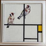 Jos Verheugen - Free after Mondrian, with Goldfinches, Antiek en Kunst, Kunst | Schilderijen | Modern