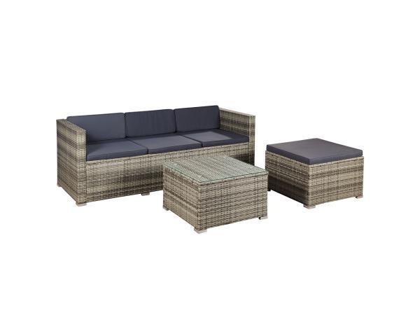 Veiling - Loungeset Punta Cana M - Polyrotan - Grijs gemelee, Tuin en Terras, Tuinsets en Loungesets