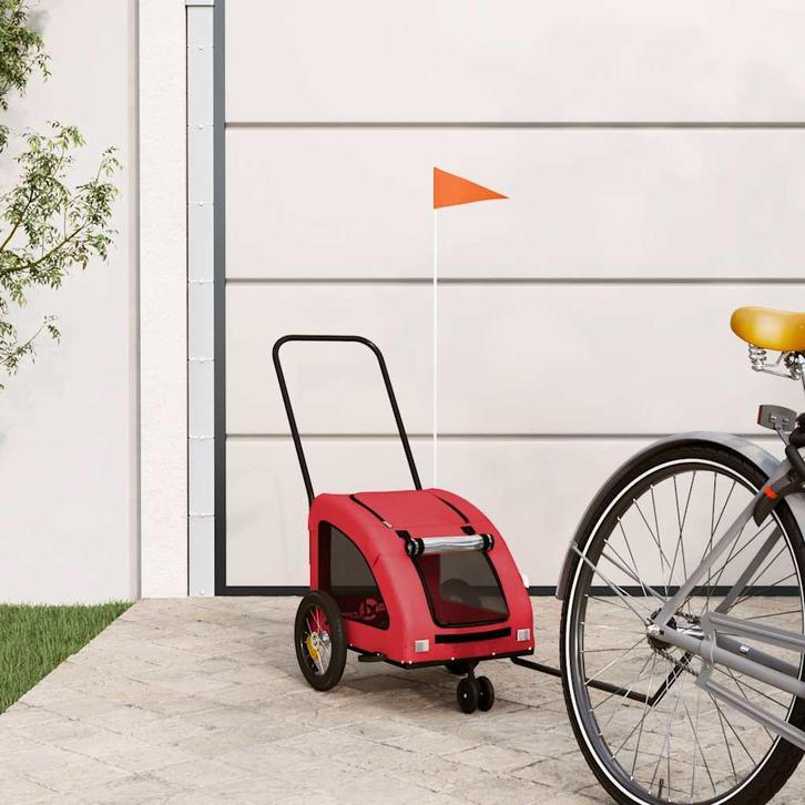 vidaXL Hondenfietstrailer oxford stof en ijzer rood, Dieren en Toebehoren, Overige Dieren-accessoires, Nieuw, Verzenden
