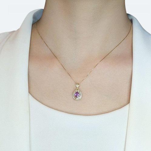 Hanger - 18 karaat Geel goud - 1.14ct. tw. Saffier - Diamant, Handtassen en Accessoires, Antieke sieraden