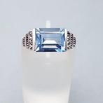 Zilver, Art Deco, Blauwe Spinel(Getest) - Ring - +
