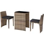 tectake Aluminium wicker bistroset Hamburg - natuur, Tuin en Terras, Verzenden, Nieuw
