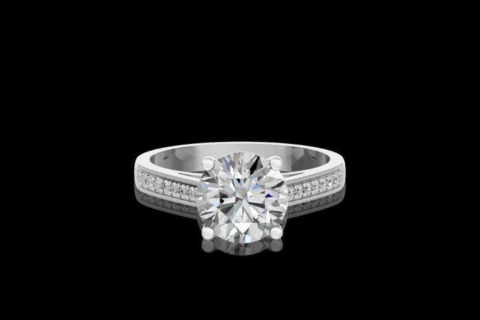 Ring - 14 karaat Witgoud - 2.65ct. tw. Diamant (Lab-grown) -, Handtassen en Accessoires, Ringen