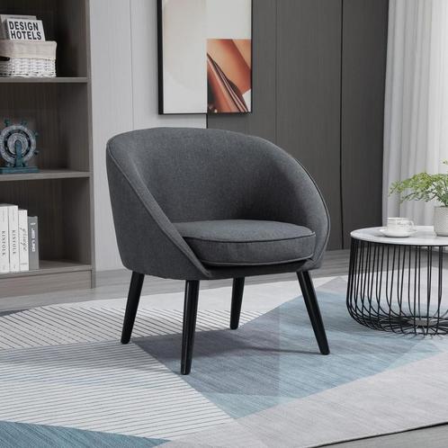 Fauteuil - Modern Living - Linnen look – Grijs, Huis en Inrichting, Stoelen, Zwart, Nieuw, Stof, Ophalen of Verzenden