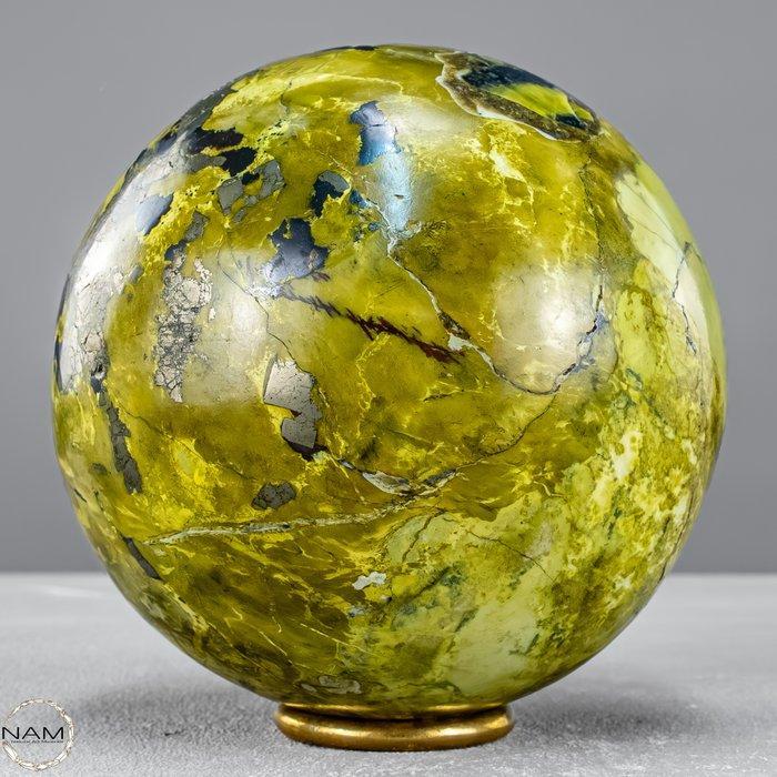 Serpentin-kogel met pyriet – harmonisch samenspel van, Antiek en Kunst, Curiosa en Brocante