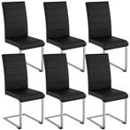 tectake Swingstoelen, kunstleer - zwart, Set van 6, Verzenden, Nieuw