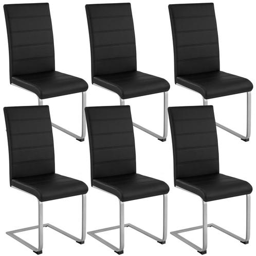 tectake Swingstoelen, kunstleer - zwart, Set van 6, Huis en Inrichting, Stoelen, Verzenden