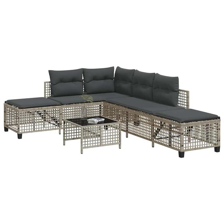 vidaXL 3-delige Loungeset met kussens poly rattan lichtgrijs, Tuin en Terras, Tuinsets en Loungesets, Nieuw, Verzenden