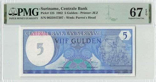 1982 Suriname P 125 5 Gulden Pmg 67 Epq, Postzegels en Munten, Bankbiljetten | Europa | Niet-Eurobiljetten, België, Verzenden