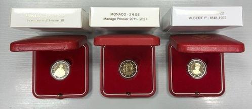 Monaco. 2 Euro 2020/2022 (3 monnaies) Proof  (Zonder, Postzegels en Munten, Munten | Europa | Euromunten