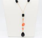 Ketting met hanger - 18 karaat Roségoud Onyx - Koraal