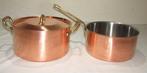 Twee grote degelijke Franse koperen pannen - Pan - Koper,, Antiek en Kunst
