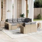 vidaXL 10-delige Loungeset met kussens poly rattan beige, Verzenden, Nieuw