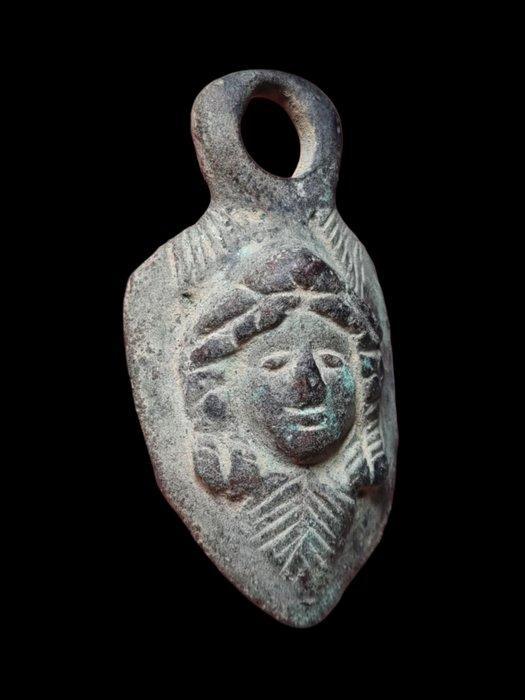 Oud-Romeins Brons Rare & Stunning face Pendant, Antiek en Kunst, Antiek | Overige Antiek