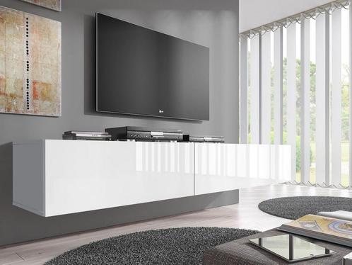 TV-Meubel - Zwevend - Hoogglans wit - 200x30x40 cm, Huis en Inrichting, Kasten |Televisiemeubels, 25 tot 50 cm, Nieuw, Overige materialen