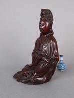 Zitan Seated Guanyin with Long Gown holding a scroll- 18th