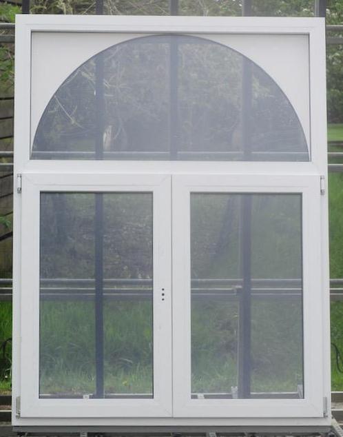 pvc raam , chassis , venster 137 x 180 wit / antraciet 7016, Doe-het-zelf en Bouw, Raamkozijnen en Schuifdeuren, Inclusief glas