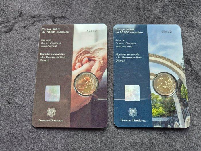 Andorre. 2 Euro 2021 Meritxell + Elderly Care (2 stuks), Postzegels en Munten, Munten | Europa | Euromunten